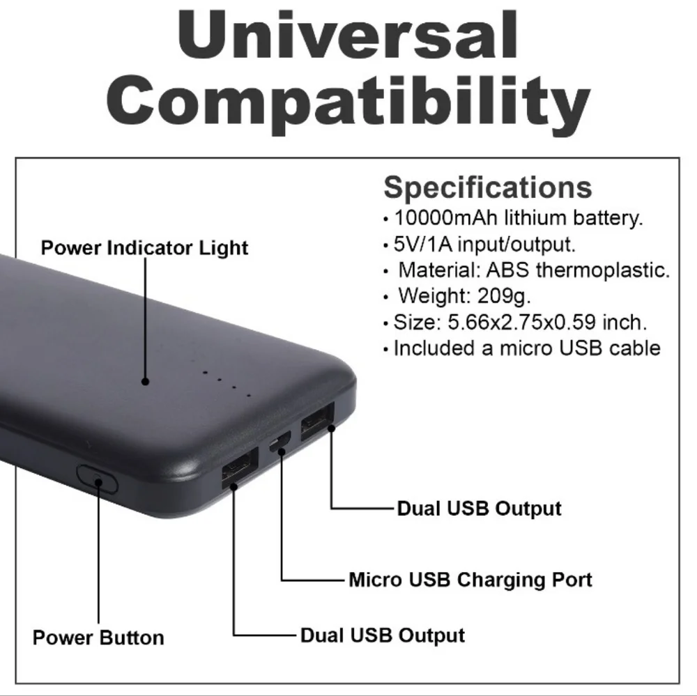NEW Power Bank with Brown Felt & Faux Leather Pouch and USB